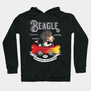 Tri-Color Beagle in Bone Flame Car Hoodie